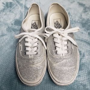 Silver Sparkle Glitter Vans Off the Wall Sneakers